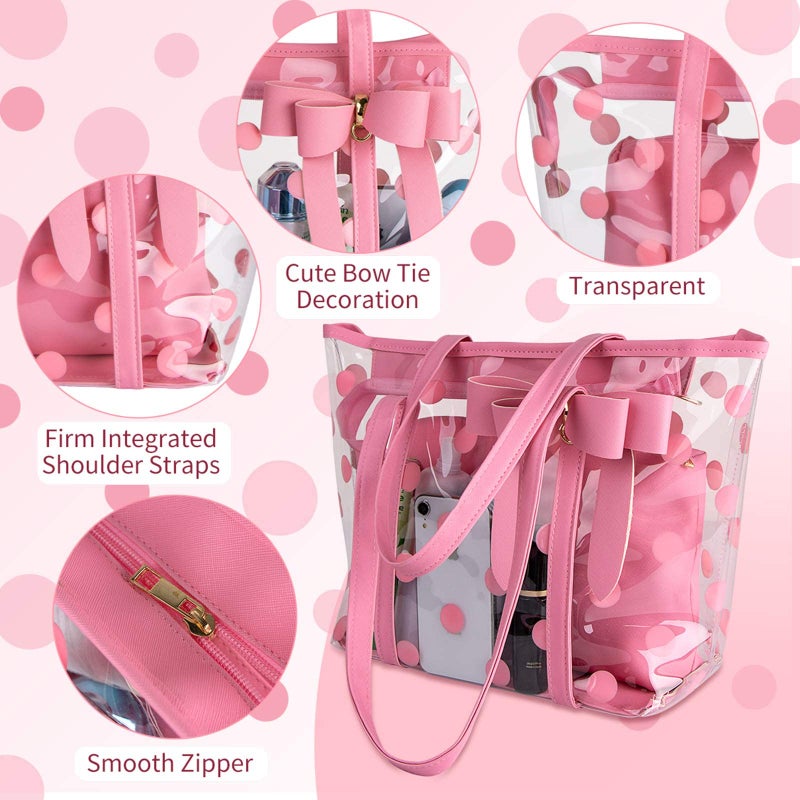 PG6 FF1 Women Waterproof Clear Tote Shoulder Bag Handbag Beach Shopping Work Bag - Image 4